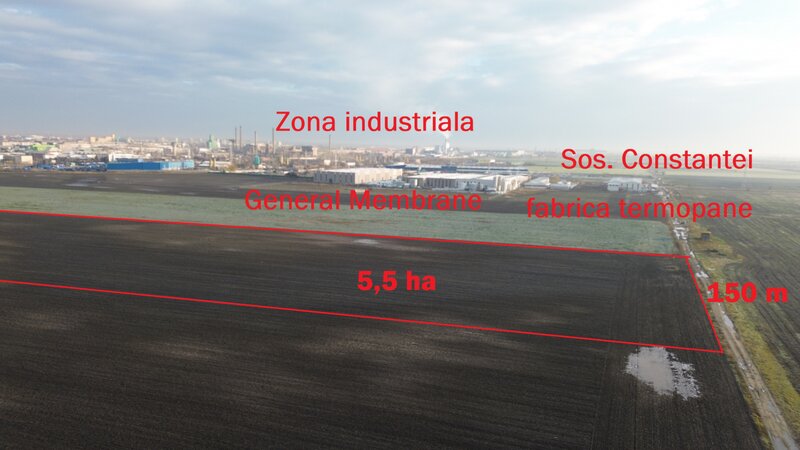 Buzau Teren intravilan 5,5 ha industrial deschidere 150 ml soseaua Constantei